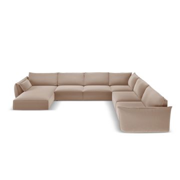 Coltar panoramic dreapta 8 locuri, Kaelle, Micadoni Home, BL, 384x284x85 cm, catifea, bej