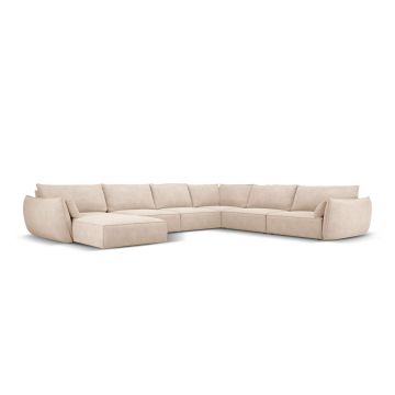 Coltar panoramic dreapta 8 locuri, Kaelle, Micadoni Home, BL, 384x284x85 cm, poliester chenille, bej