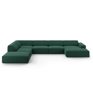 Coltar panoramic stanga 7 locuri, Jodie, Micadoni Home, BL, 364x262x70 cm, poliester, verde