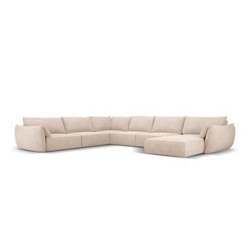 Coltar panoramic stanga 8 locuri, Kaelle, Micadoni Home, BL, 384x284x85 cm, poliester chenille, bej