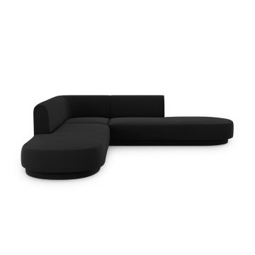 Coltar simetric 5 locuri, Miley, Micadoni Home, BL, 248x248x74 cm, catifea, negru