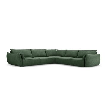 Coltar simetric 7 locuri, Kaelle, Micadoni Home, BL, 286x286x85 cm, poliester chenille, verde bottle
