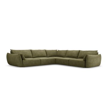 Coltar simetric 7 locuri, Kaelle, Micadoni Home, BL, 286x286x85 cm, poliester chenille, verde