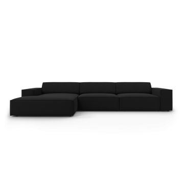 Coltar stanga 4 locuri, Jodie, Micadoni Home, BL, 284x166x70 cm, poliester, negru