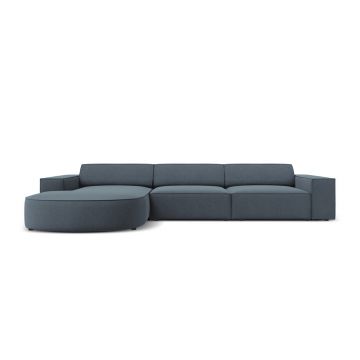 Coltar stanga 4 locuri, Jodie, Micadoni Home, BL, forma rotunjita, 284x166x70 cm, poliester, albastru