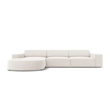 Coltar stanga 4 locuri, Jodie, Micadoni Home, BL, forma rotunjita, 284x166x70 cm, poliester, bej deschis
