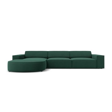 Coltar stanga 4 locuri, Jodie, Micadoni Home, BL, forma rotunjita, 284x166x70 cm, poliester, verde