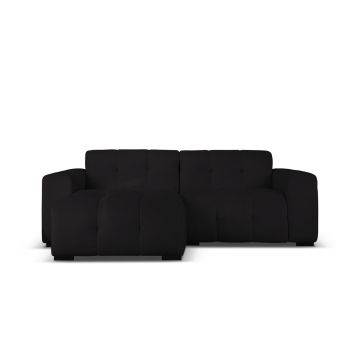 Coltar stanga 4 locuri, Kendal, Micadoni Home, BL, 256x173x79 cm, catifea, negru