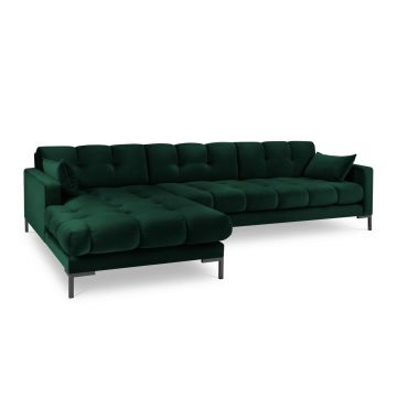 Coltar stanga 5 locuri, Mamaia, Micadoni Home, BL, 293x185x75 cm, catifea, verde bottle