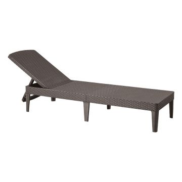 Șezlong de grădină maro din ratan artificial Jaipur – Keter