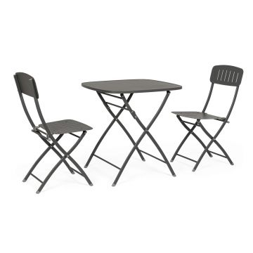 Set mobilier de gradina 3 piese Yvonne, Bizzotto, otel, finisaj mat, gri carbune