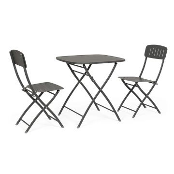 Set mobilier de gradina 3 piese Yvonne, Bizzotto, otel, finisaj mat, carbune