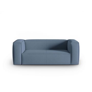 Canapea 2 locuri, Mackay, Cosmopolitan Design, 150x94x73 cm, catifea tricotata, albastru jeans