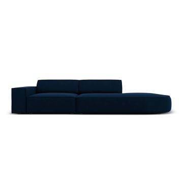 Canapea 3 locuri cotiera dreapta, Jodie, Micadoni Home, BL, forma rotunjita, 262x102x70 cm, catifea, albastru regal