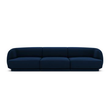 Canapea 3 locuri, Miley, Micadoni Home, BL, 259x85x74 cm, catifea, albastru regal