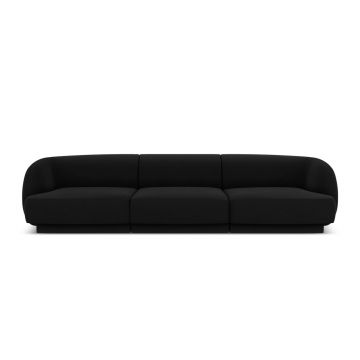 Canapea 3 locuri, Miley, Micadoni Home, BL, 259x85x74 cm, catifea, negru