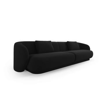 Canapea 4 locuri, Camden, Cosmopolitan Design, 304x102x72 cm, catifea, negru