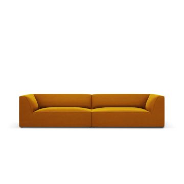 Canapea 4 locuri, Ruby, Micadoni Home, BL, 302x93x69 cm, catifea, galben