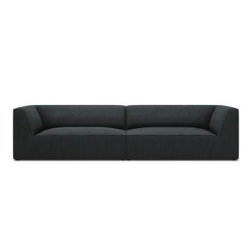 Canapea 4 locuri, Ruby, Micadoni Home, BL, 302x93x69 cm, velur, negru
