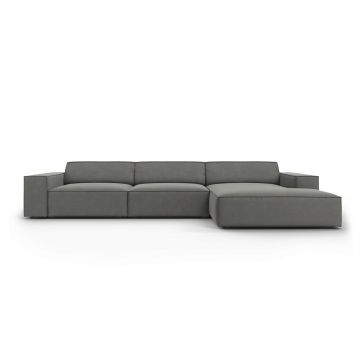 Coltar dreapta 4 locuri, Jodie, Micadoni Home, BL, 284x166x70 cm, catifea, gri deschis