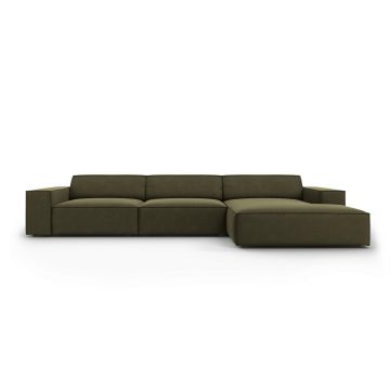 Coltar dreapta 4 locuri, Jodie, Micadoni Home, BL, 284x166x70 cm, catifea, verde