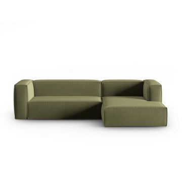 Coltar dreapta 4 locuri, Mackay, Cosmopolitan Design, 282x166x73 cm, catifea, verde deschis