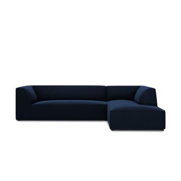 Coltar dreapta 4 locuri, Ruby, Micadoni Home, BL, 273x180x69 cm, catifea, albastru regal
