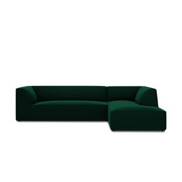 Coltar dreapta 4 locuri, Ruby, Micadoni Home, BL, 273x180x69 cm, catifea, verde bottle