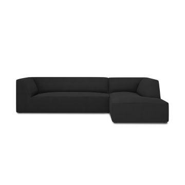 Coltar dreapta 4 locuri, Ruby, Micadoni Home, BL, 273x180x69 cm, poliester, negru