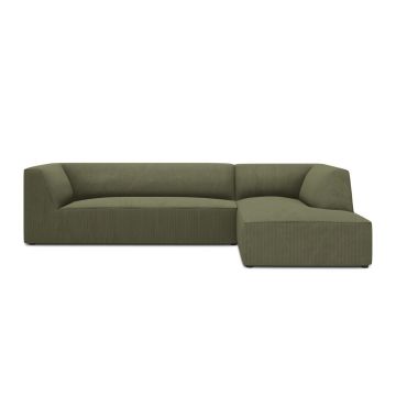 Coltar dreapta 4 locuri, Ruby, Micadoni Home, BL, 273x180x69 cm, velur, verde