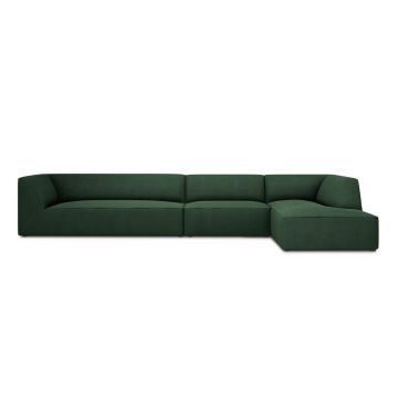 Coltar dreapta 5 locuri, Ruby, Micadoni Home, BL, 366x180x69 cm, poliester, verde