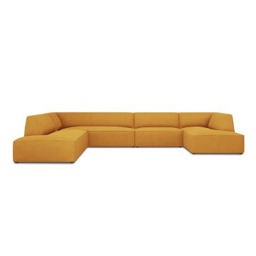 Coltar panoramic stanga 7 locuri, Ruby, Micadoni Home, BL, 366x273x69 cm, poliester, galben