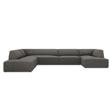 Coltar panoramic stanga 7 locuri, Ruby, Micadoni Home, BL, 366x273x69 cm, velur, gri inchis