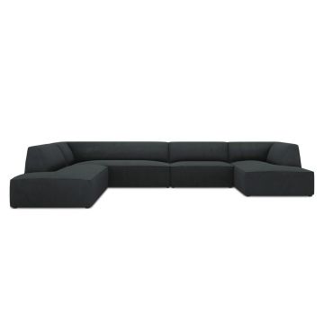 Coltar panoramic stanga 7 locuri, Ruby, Micadoni Home, BL, 366x273x69 cm, velur, negru