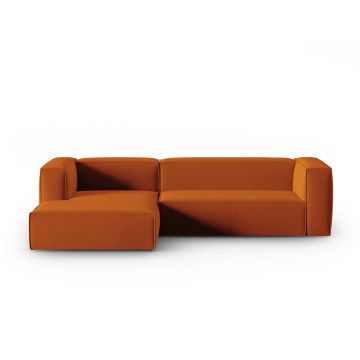 Coltar stanga 4 locuri, Mackay, Cosmopolitan Design, 282x166x73 cm, catifea, teracota