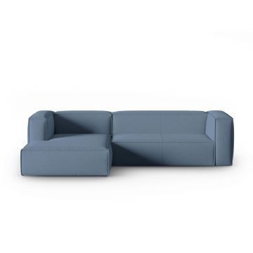 Coltar stanga 4 locuri, Mackay, Cosmopolitan Design, 282x166x73 cm, catifea tricotata, albastru jeans