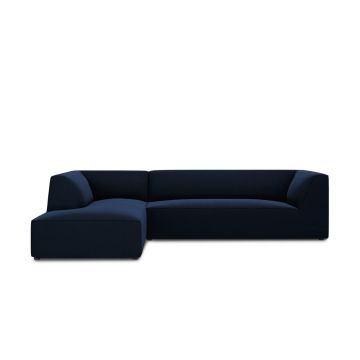 Coltar stanga 4 locuri, Ruby, Micadoni Home, BL, 273x180x69 cm, catifea, albastru regal