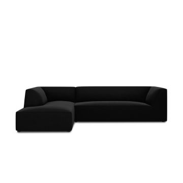 Coltar stanga 4 locuri, Ruby, Micadoni Home, BL, 273x180x69 cm, catifea, negru