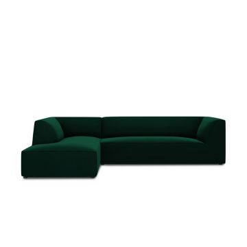 Coltar stanga 4 locuri, Ruby, Micadoni Home, BL, 273x180x69 cm, catifea, verde bottle