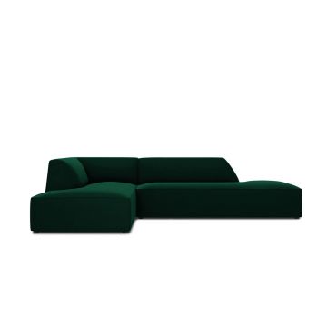 Coltar stanga 4 locuri, Ruby, Micadoni Home, BL, fara cotiera, 273x180x69 cm, catifea, verde bottle