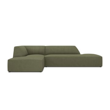 Coltar stanga 4 locuri, Ruby, Micadoni Home, BL, fara cotiera, 273x180x69 cm, velur, verde