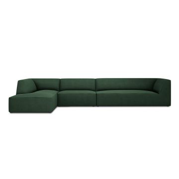 Coltar stanga 5 locuri, Ruby, Micadoni Home, BL, 366x180x69 cm, poliester, verde