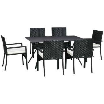 Outsunny Set de 7 Piese din Ratan pentru Luat Masa, Set de Mese | Aosom Romania