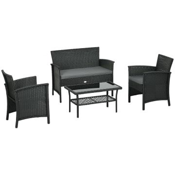 Outsunny Set de Mobila de Gradina din Ratan PE cu Canapea | Aosom Romania