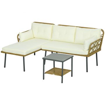 Outsunny Set de Mobilier de Terasa din 3 Piese cu Canapea Sofa | Aosom Romania