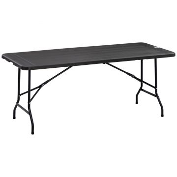 Outsunny Masă de Grădină Pliabilă pentru 6 Persoane, 180x75,5x73 cm, Gri Închis | Aosom Romania