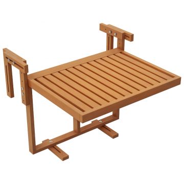 Outsunny Masă Suspendată de Exterior, Masă Reglabilă pentru Balustradă, Blat Suport cu Montare pe Perete, 68x65x40,5-55 cm, Tec | Aosom Romania