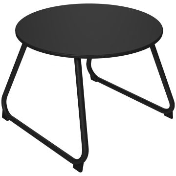 Outsunny Măsuță Rotundă pentru Terasă 48cm, Măsuță Laterală de Exterior cu Cadru Metalic, Negru | Aosom Romania