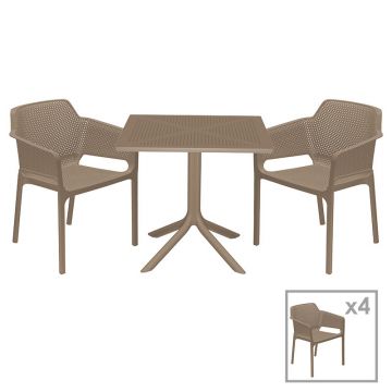Set de gradina masa si scaune Groovy, Integral set 5 piese plastic gri inchis 80x80x74.5cm