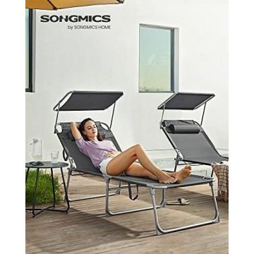 Sezlong, Songmics, Gri, 71x200x38 cm